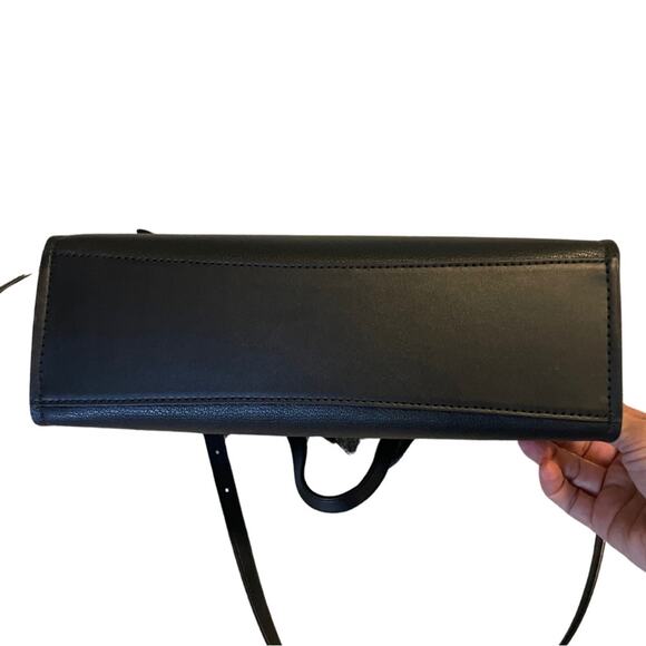 Michael Kors Graham Convertible Crossbody Handbag Satchel Black Leather Gold - Picture 5 of 16